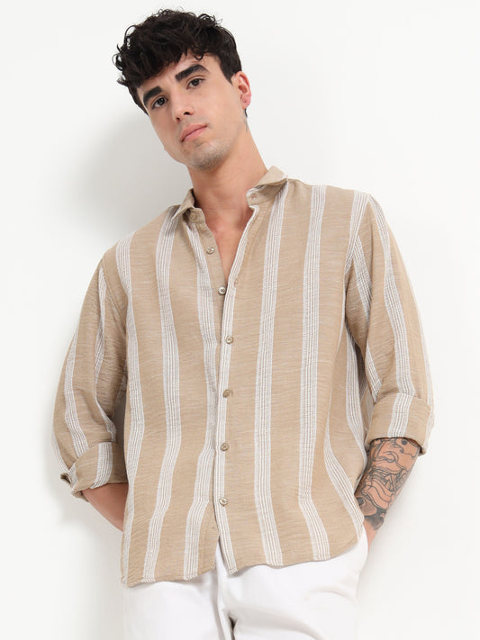 Aurora Beige Stripe Shirt