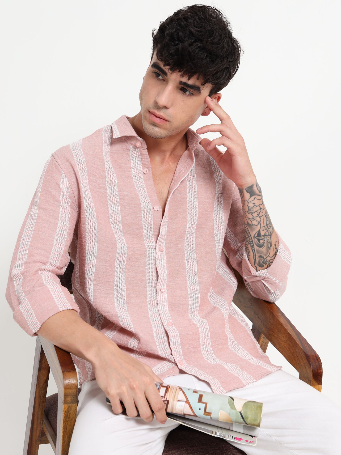 Stripe Elegance Pink Striped Shirt