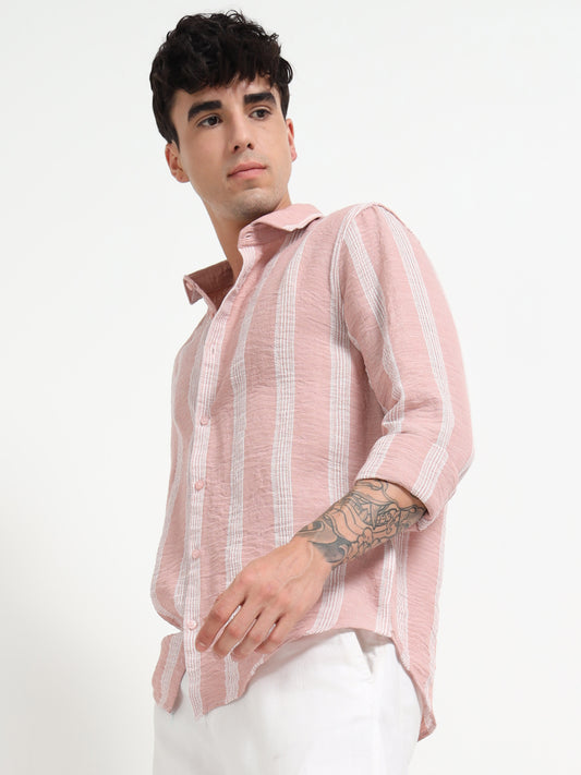 Stripe Elegance Pink Striped Shirt