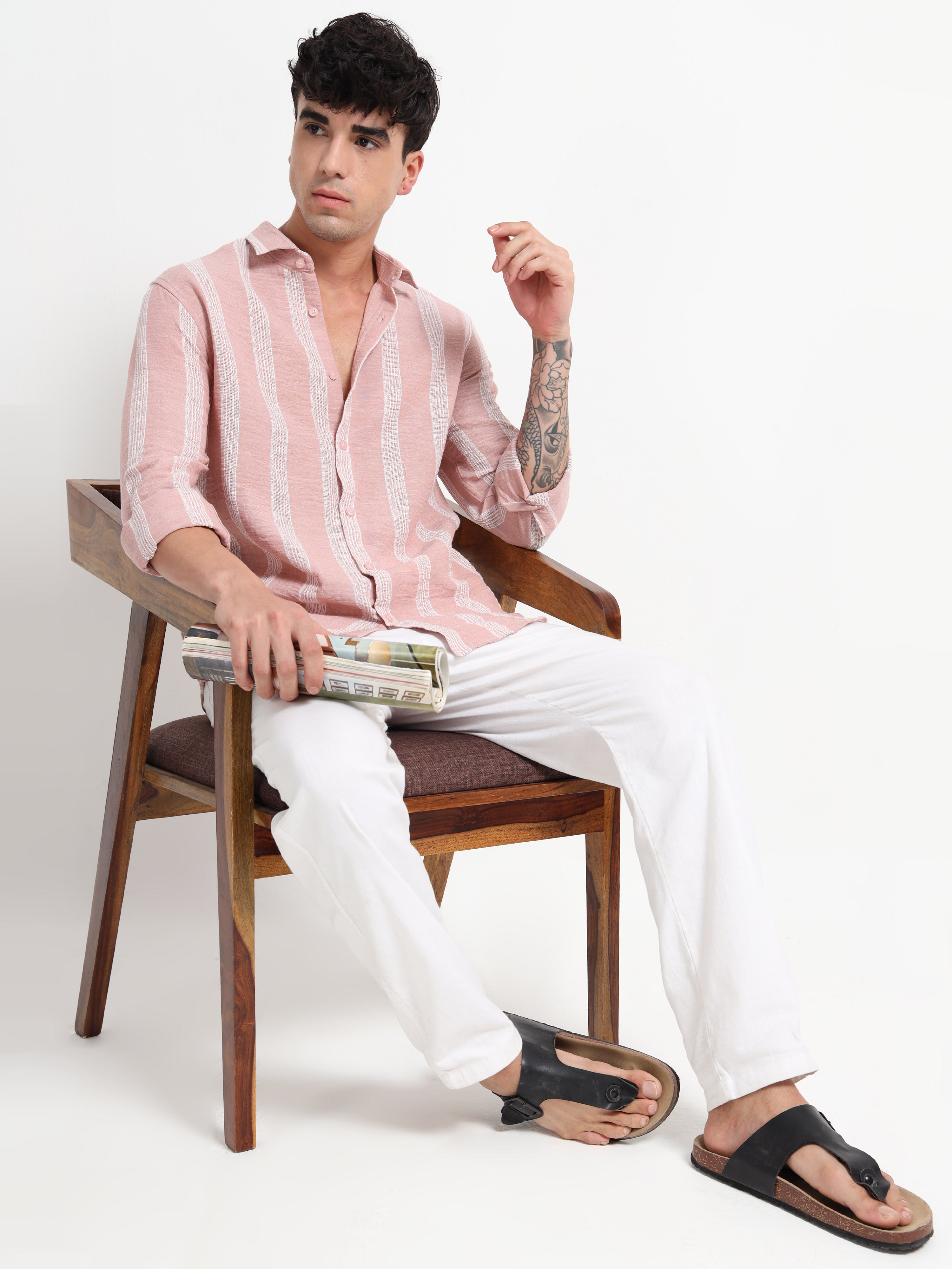 Stripe Elegance Pink Striped Shirt