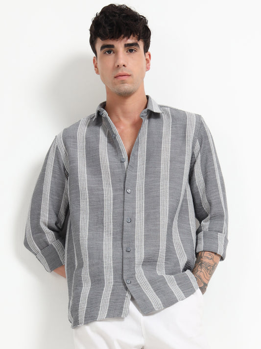 Stripe Elegance Grey Striped Shirt
