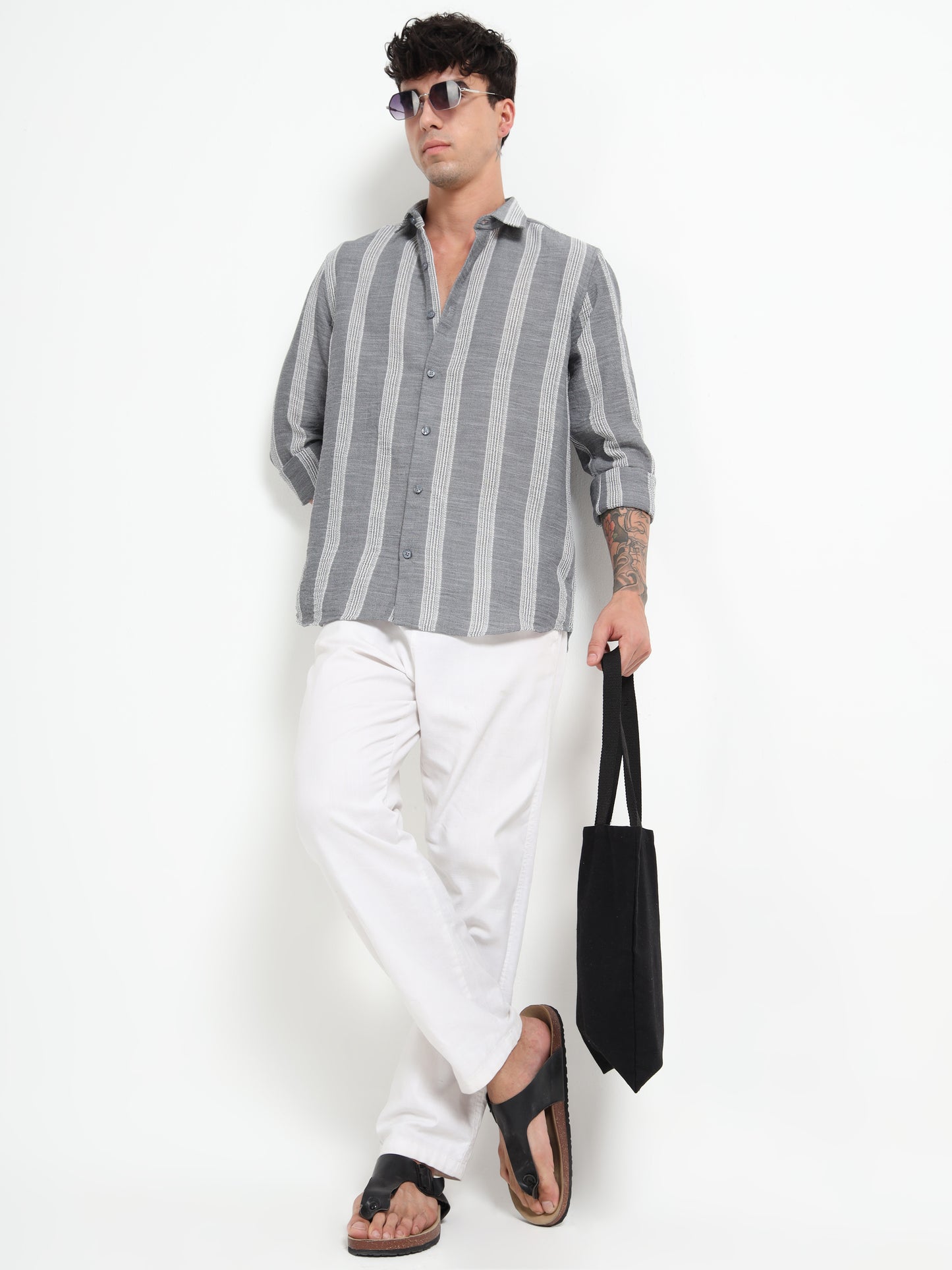 Stripe Elegance Grey Striped Shirt