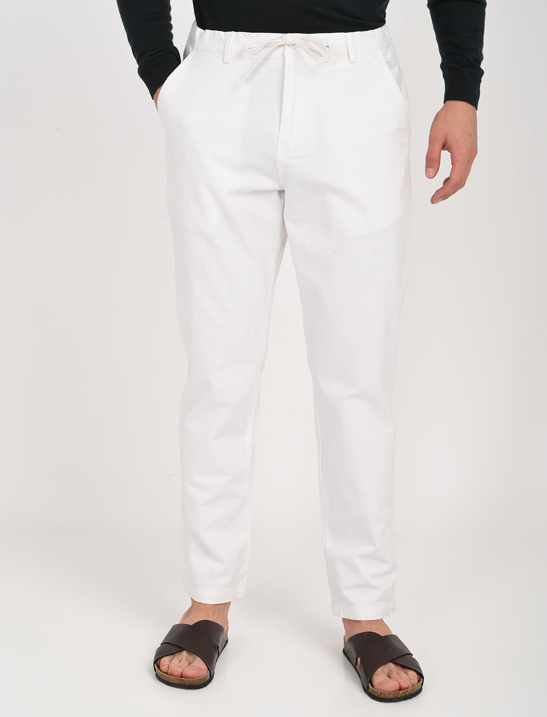Vega White Linen Blend Trouser
