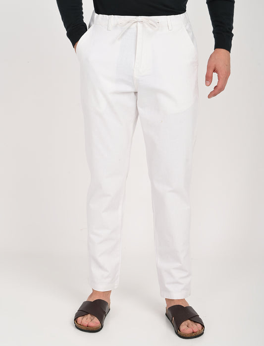 Vega White Linen Blend Trouser