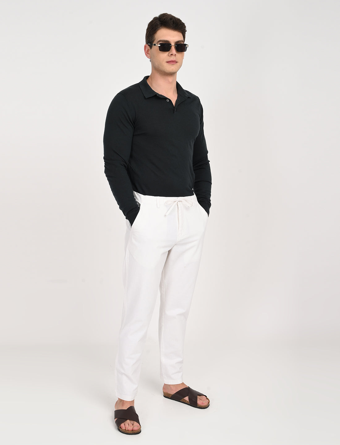 Vega White Linen Blend Trouser