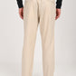 Back view of men's cream linen blend trousers with elastic waist and pockets, perfect for casual and college wear.