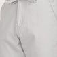 Close-up of Nova Light Grey Linen Blend Trouser showcasing relaxed fit and adjustable drawstring waist.