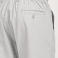 Back view of Nova Light Grey Linen Blend Trouser showcasing elastic waistband and buttoned rear pocket.