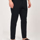 Men's navy blue linen blend trousers with drawstring waist, ideal for casual and comfortable wear.