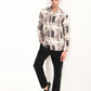 Beige Printed Tailored Fit Shirt