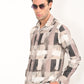Beige Printed Tailored Fit Shirt
