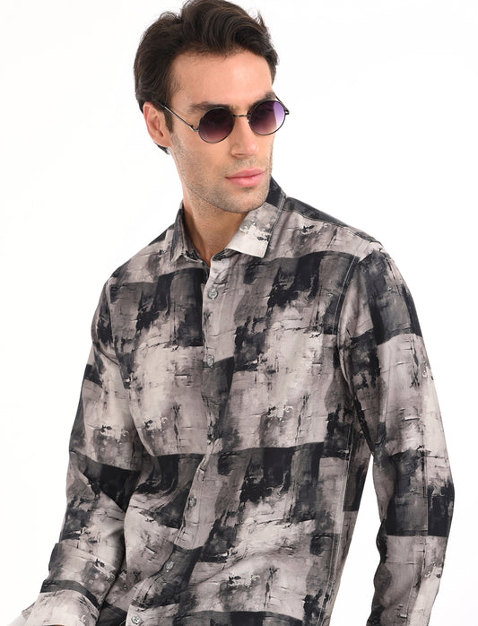 Ash Grey Printed Shirt