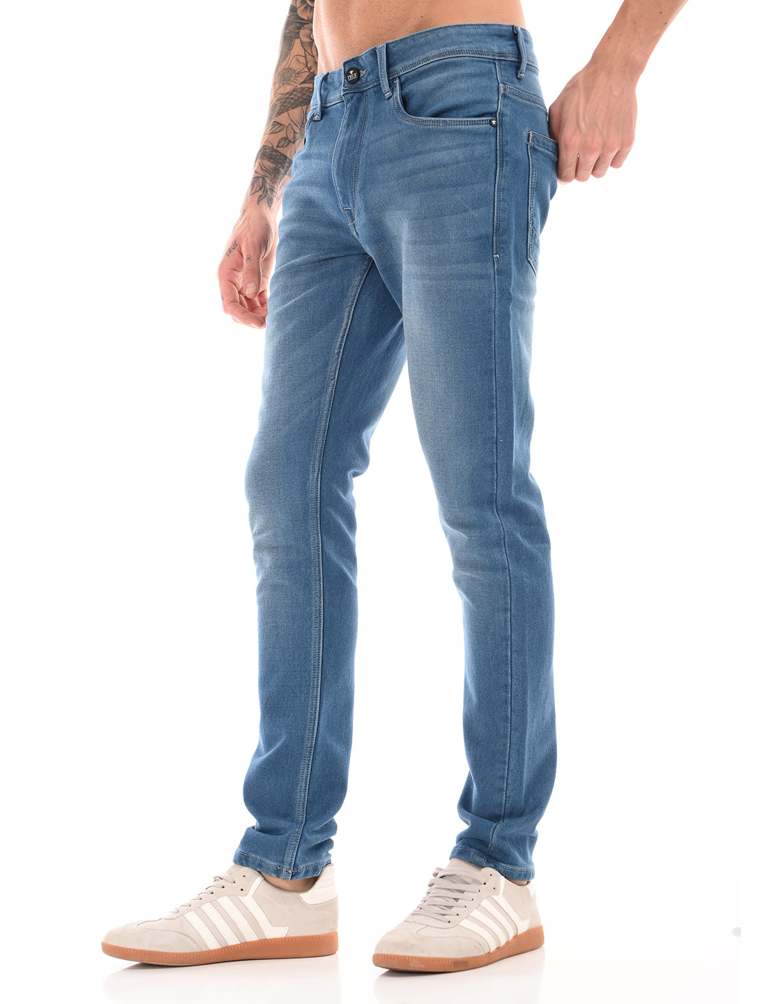Light Blue Mid Rise Slim Fit Jeans