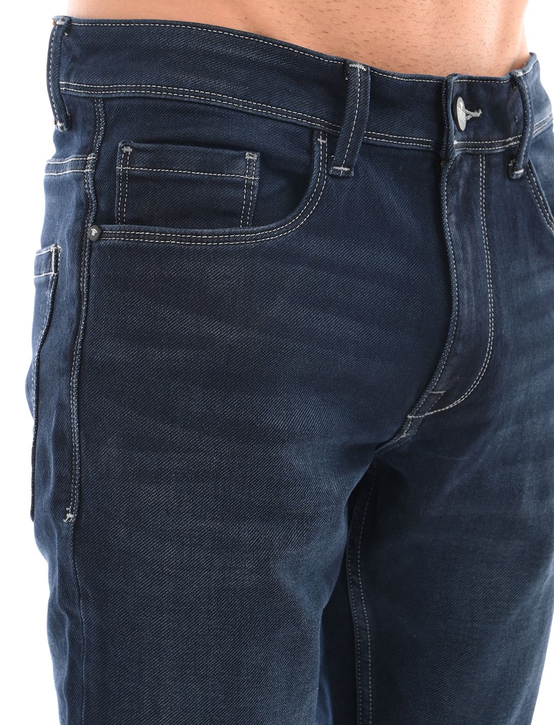 Dark Blue Mid Rise Slim Fit Jeans