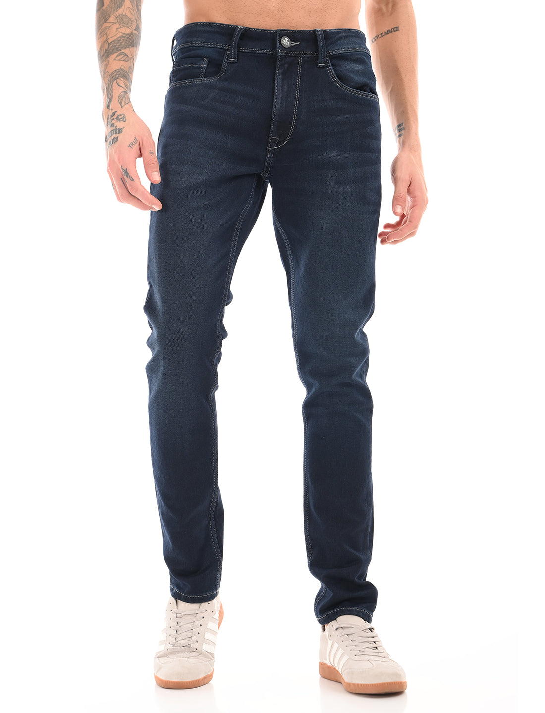 Dark Blue Mid Rise Slim Fit Jeans