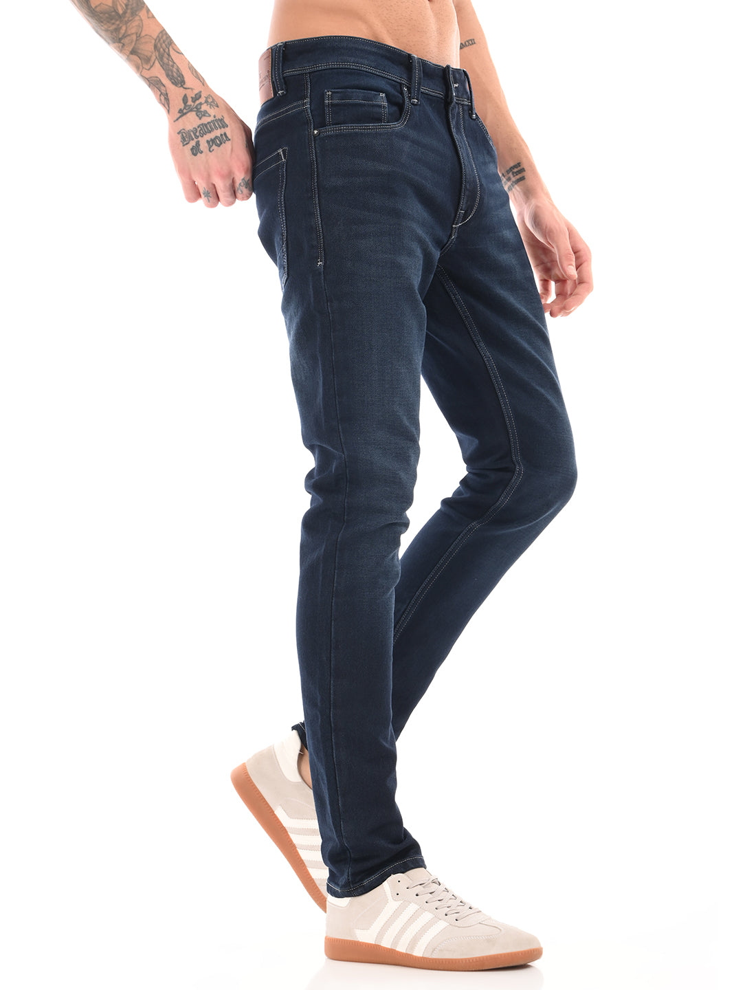 Dark Blue Mid Rise Slim Fit Jeans
