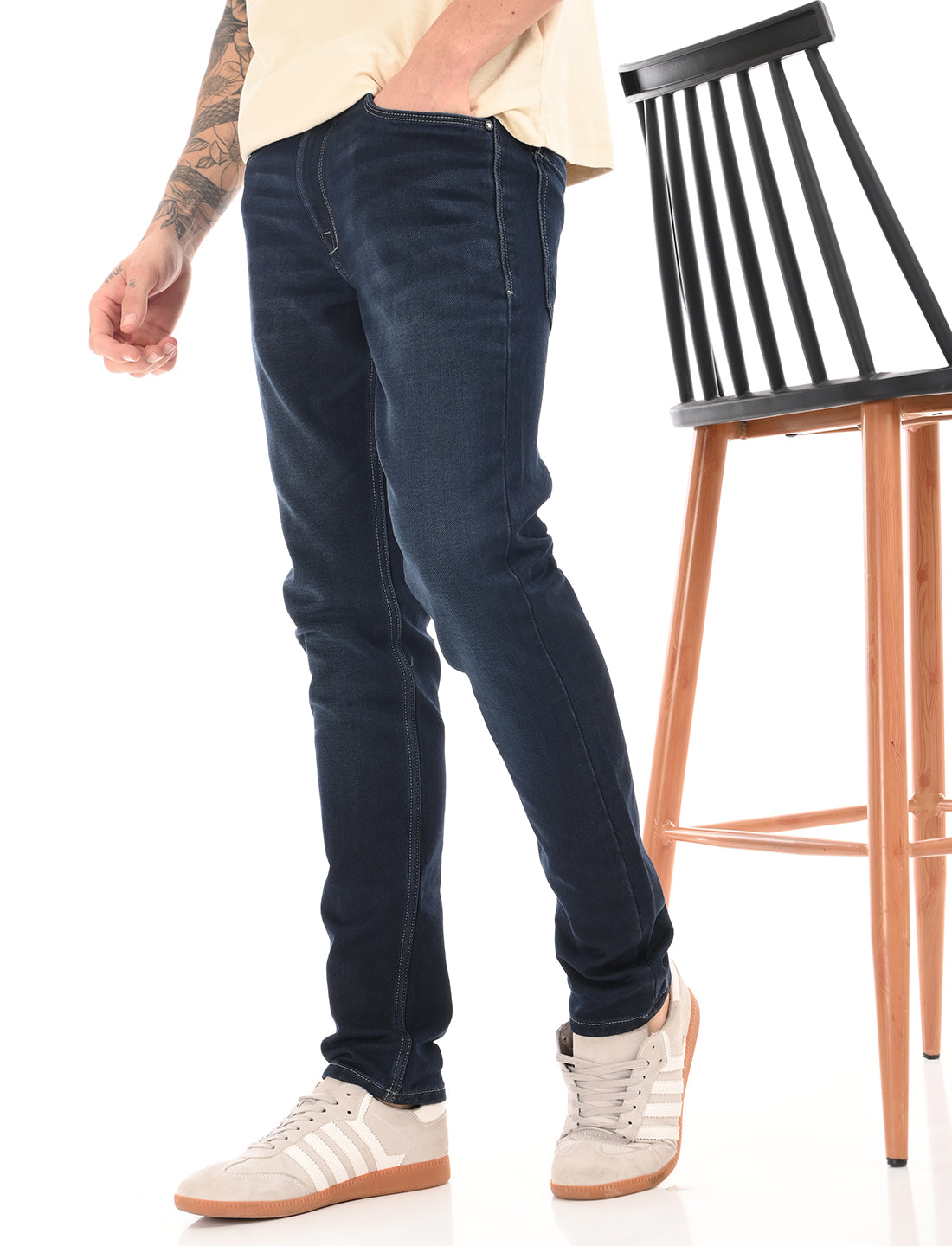 Dark Blue Mid Rise Slim Fit Jeans