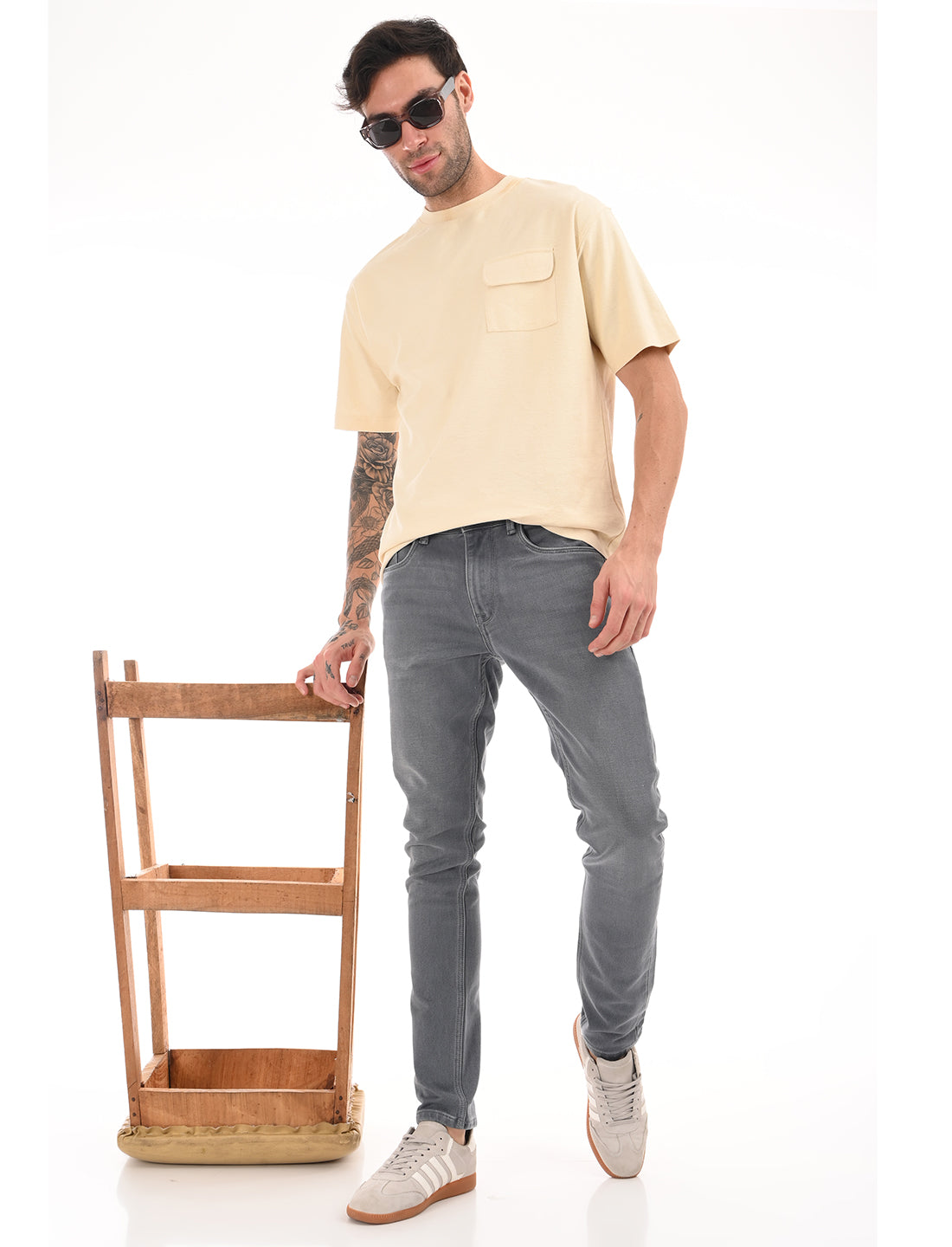 Light Grey Mid Rise Slim Fit Jeans