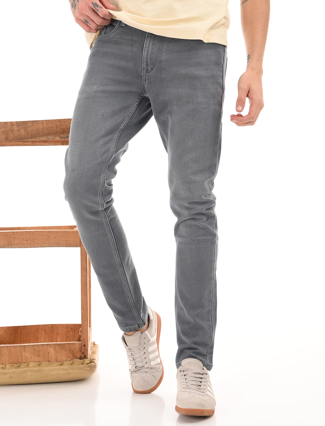 Light Grey Mid Rise Slim Fit Jeans