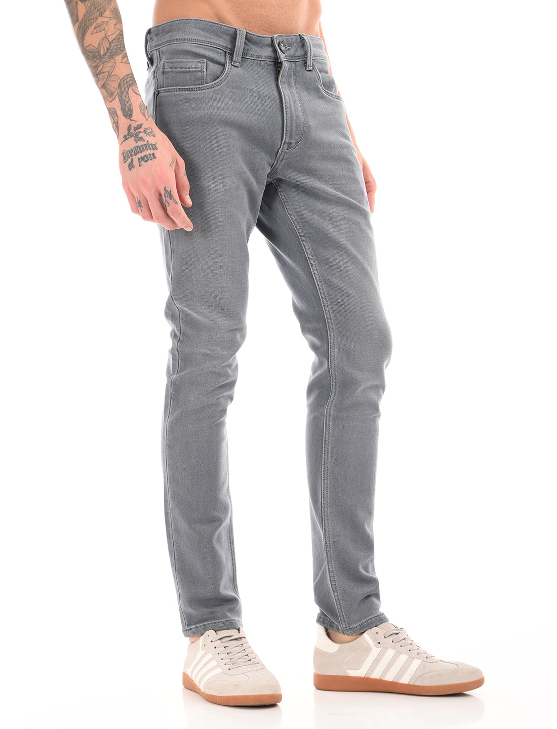 Light Grey Mid Rise Slim Fit Jeans