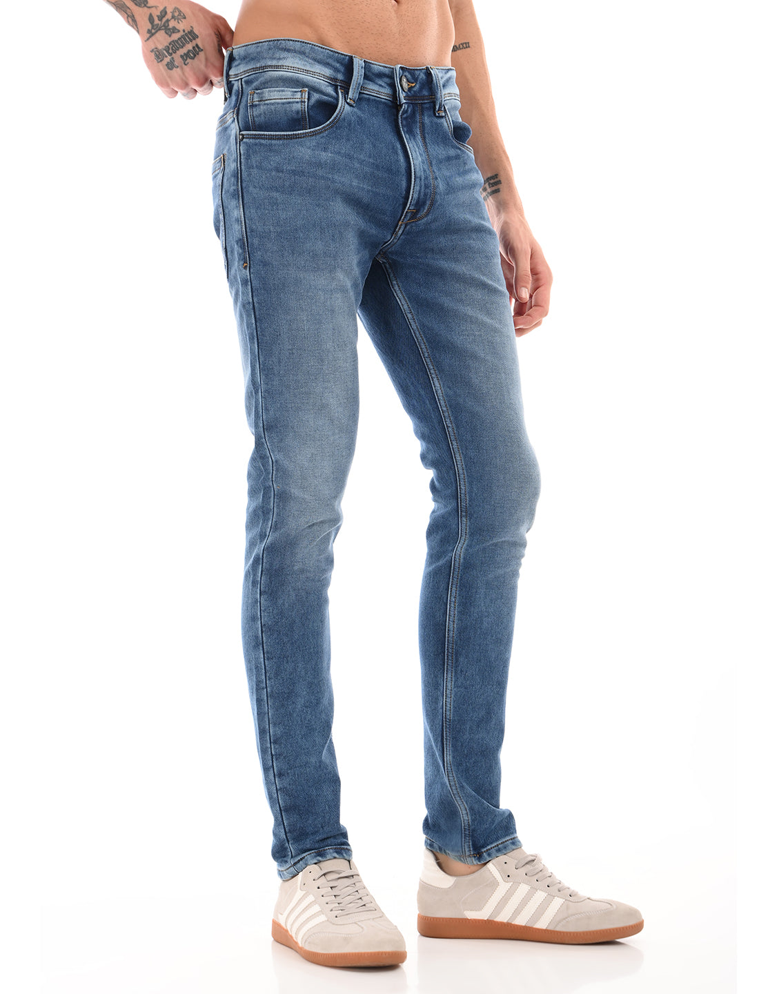 Mid Blue Mid Rise Slim Fit Jeans