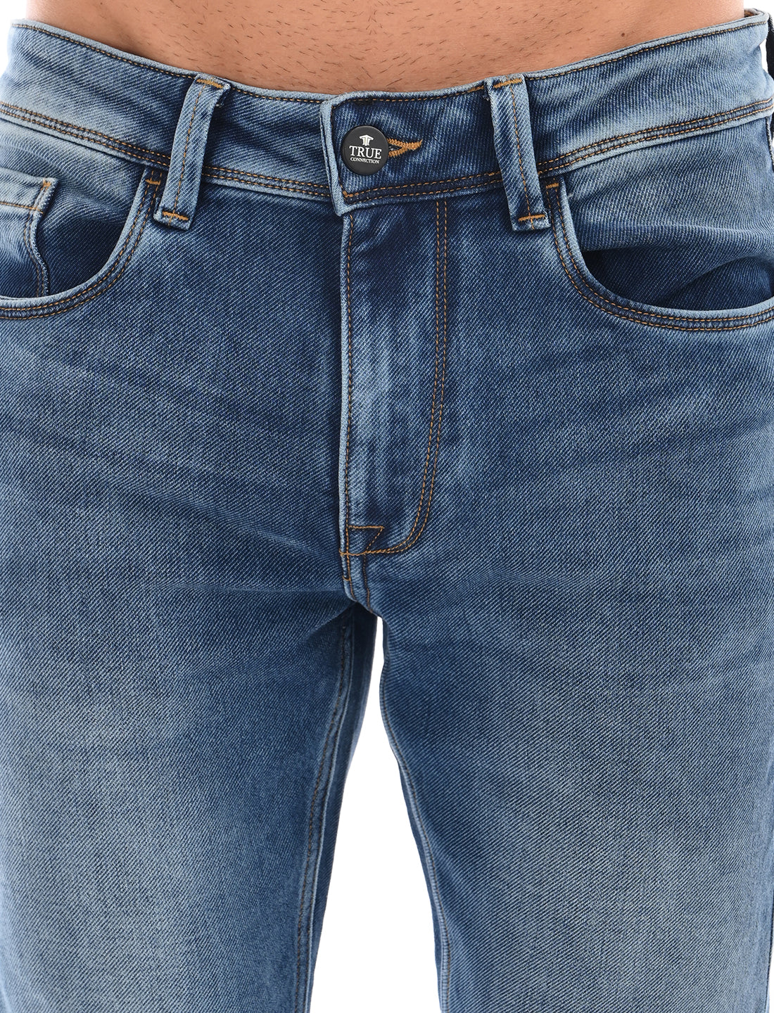 Mid Blue Mid Rise Slim Fit Jeans