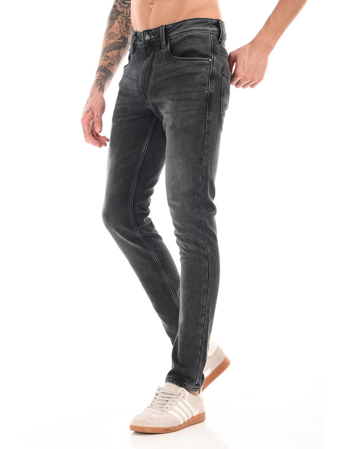 Dark Grey Slim Fit Heavy Fade Jeans