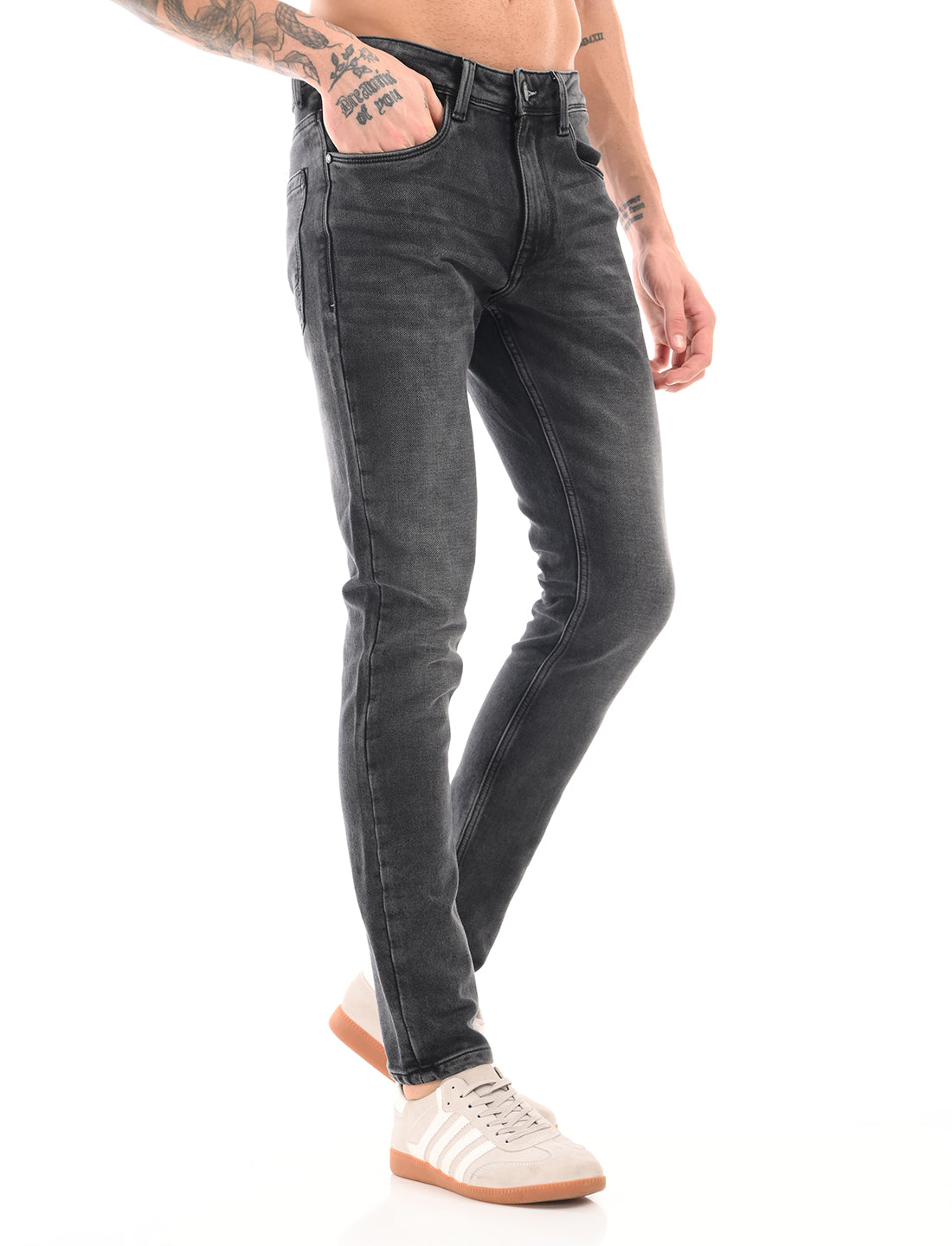 Dark Grey Slim Fit Heavy Fade Jeans