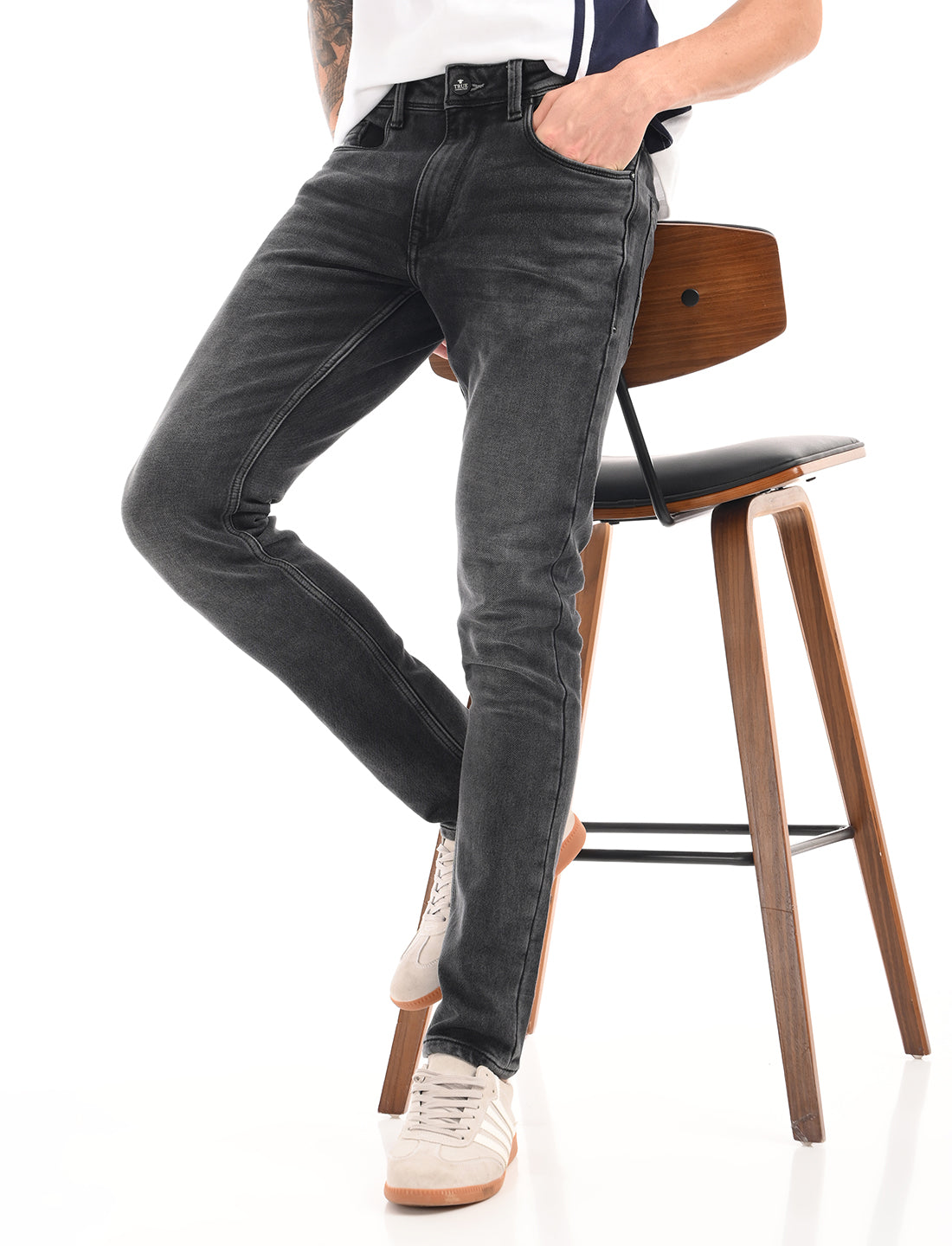Dark Grey Slim Fit Heavy Fade Jeans