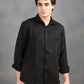 Textured Jacquard Black Shirt