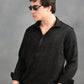 Textured Jacquard Black Shirt