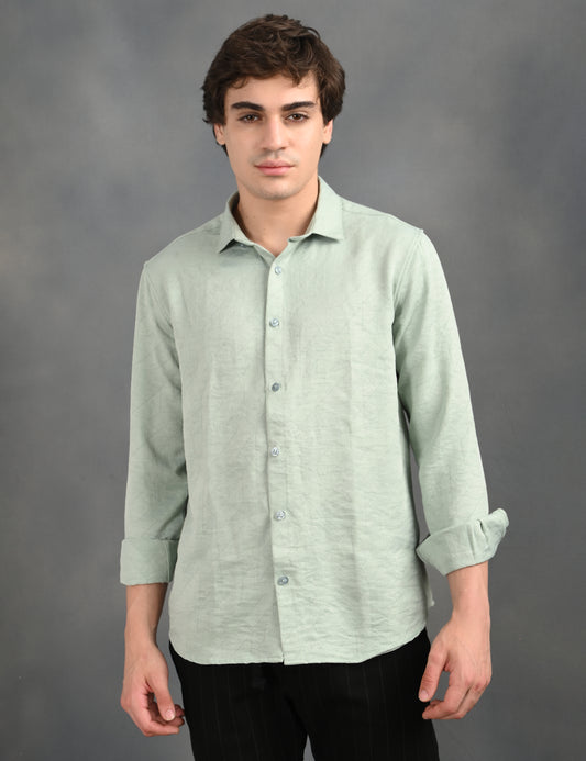 Berit Light Green Textured Jacquard Shirt