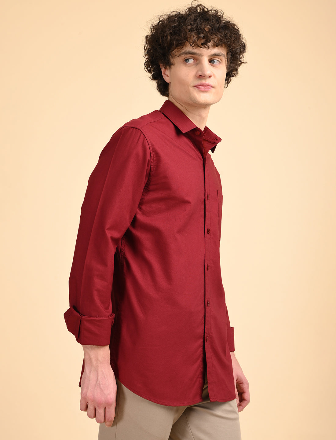 Red Solid Oxford Shirt