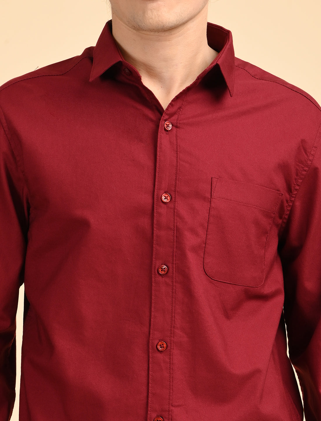 Red Solid Oxford Shirt