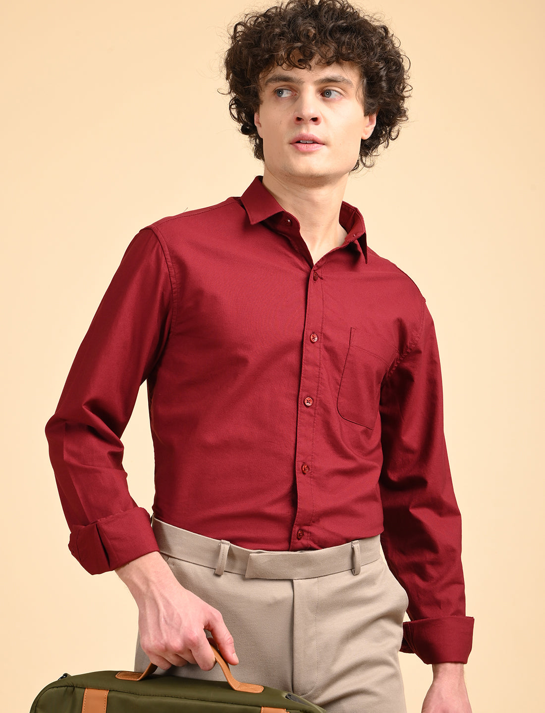 Red Solid Oxford Shirt