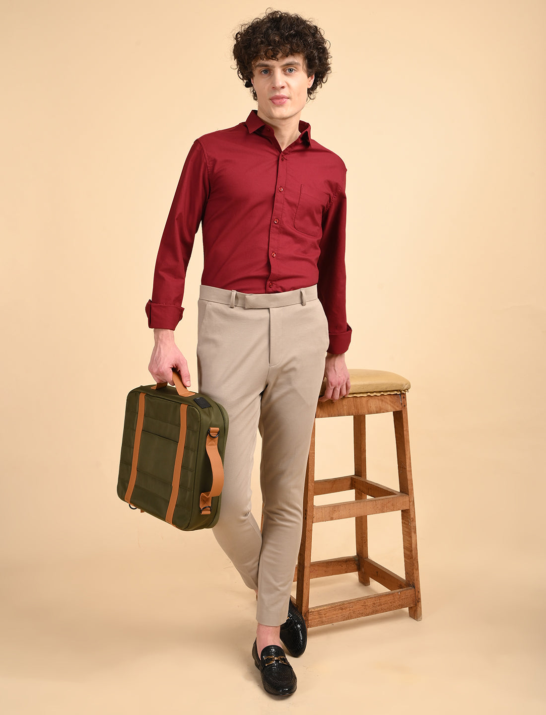 Red Solid Oxford Shirt