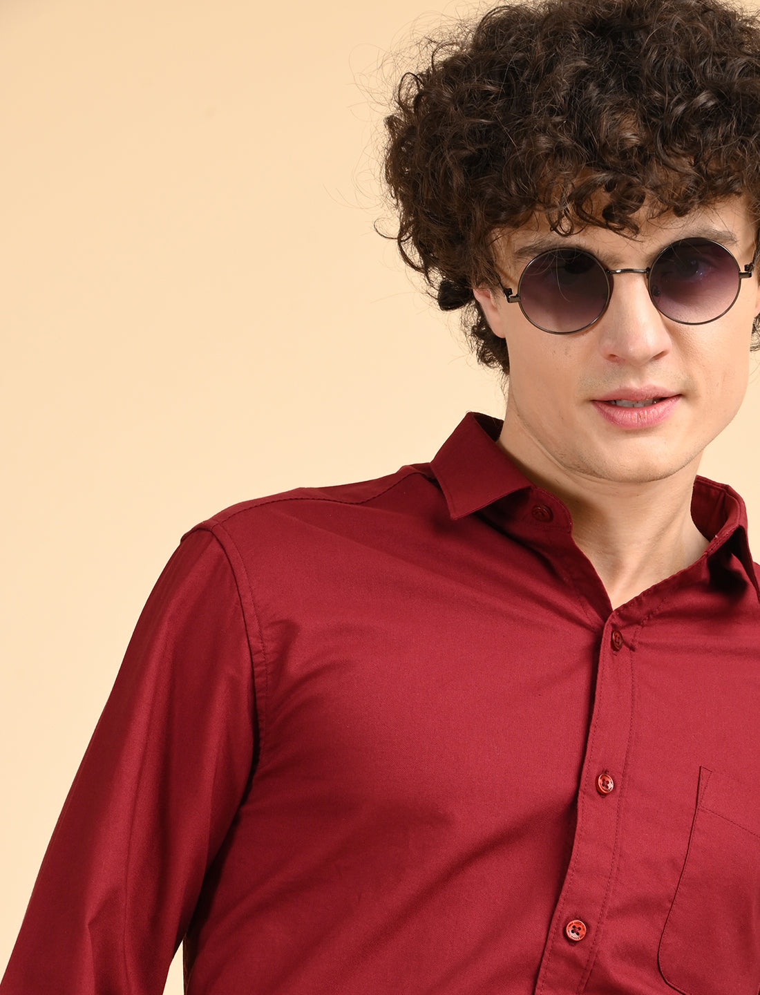 Red Solid Oxford Shirt