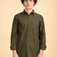 Olive Green Solid Oxford Shirt