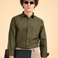 Olive Green Solid Oxford Shirt