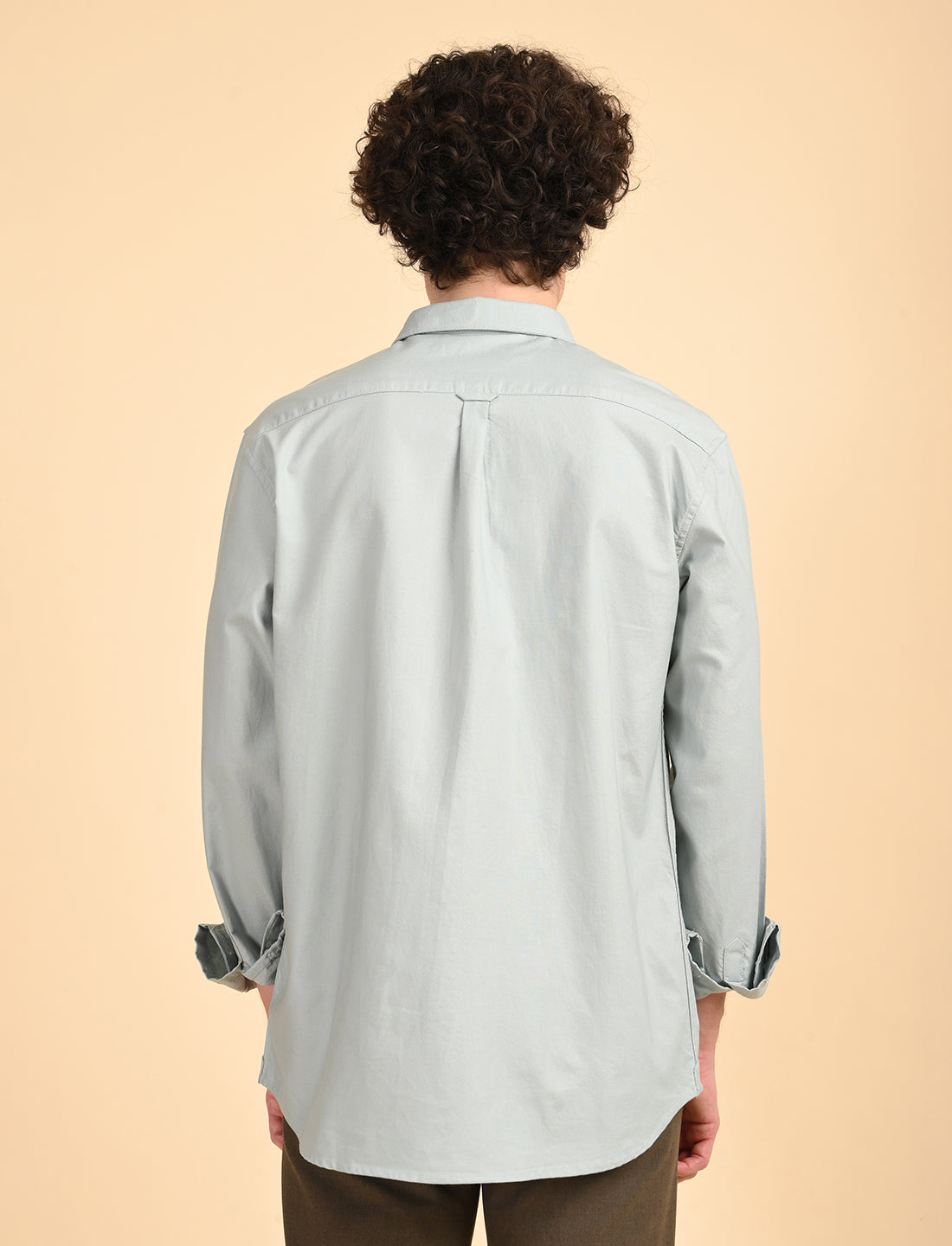 Pearl Grey Solid Oxford Shirt