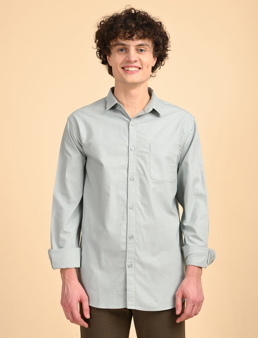 Pearl Grey Solid Oxford Shirt