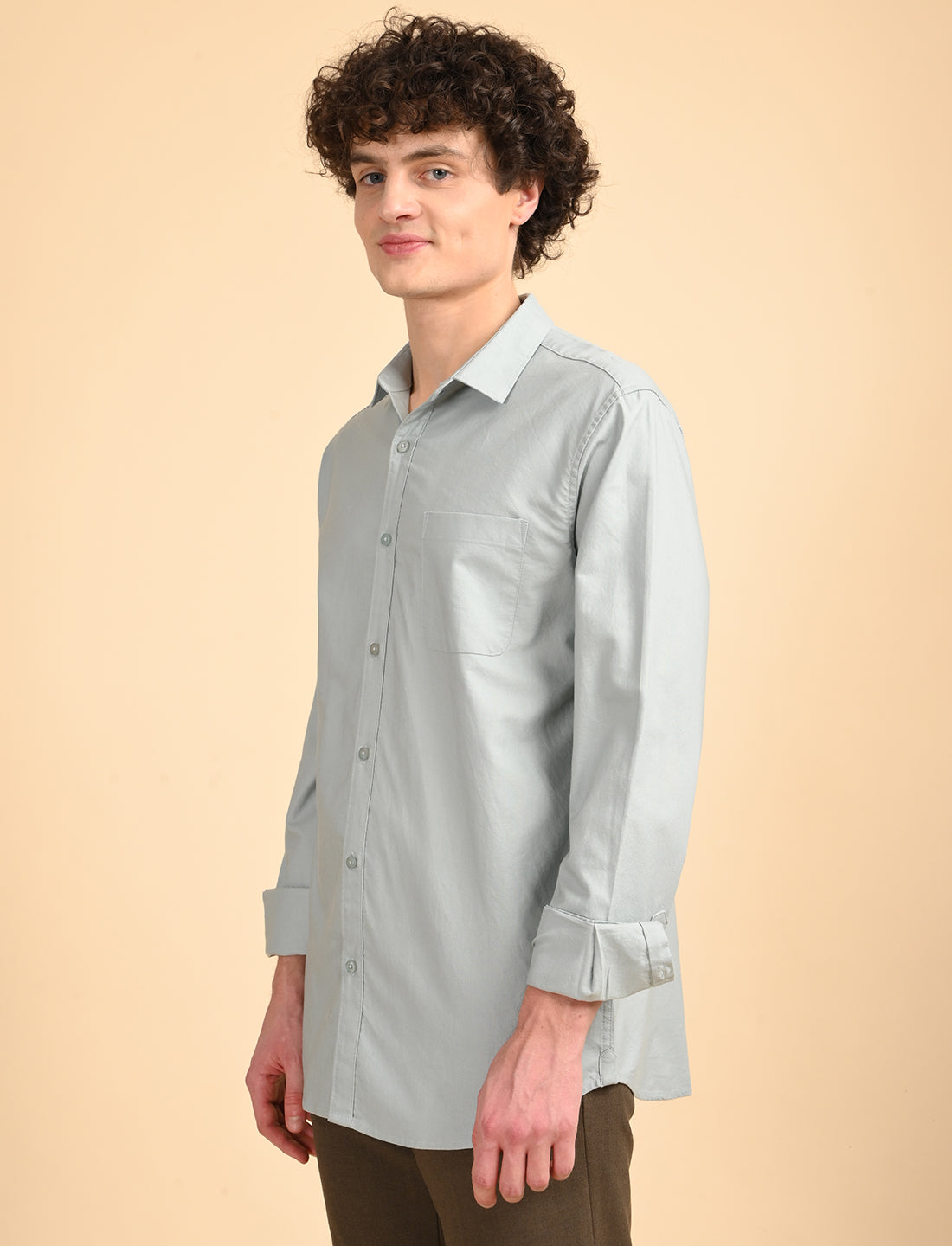 Pearl Grey Solid Oxford Shirt