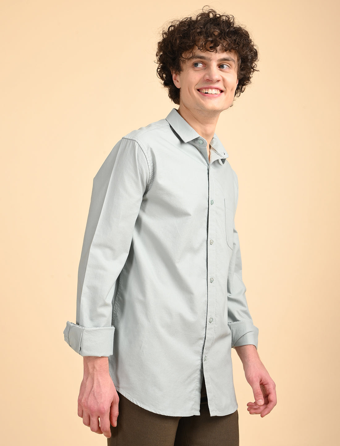 Pearl Grey Solid Oxford Shirt