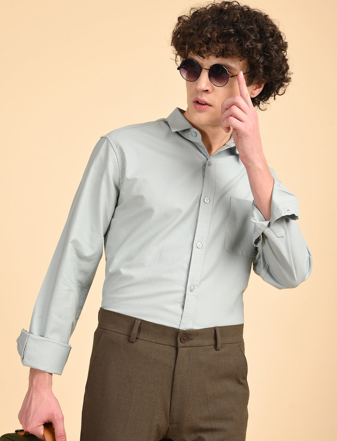 Pearl Grey Solid Oxford Shirt