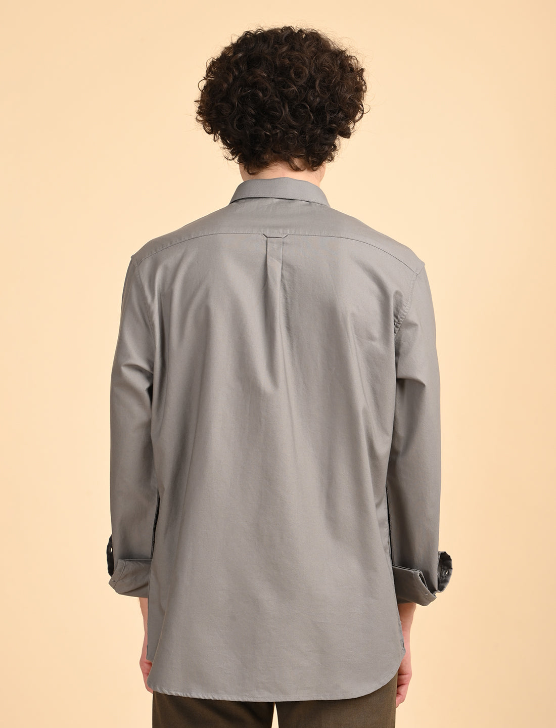 Dark Grey Solid Oxford Shirt