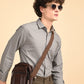 Dark Grey Solid Oxford Shirt