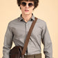 Dark Grey Solid Oxford Shirt