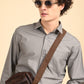 Dark Grey Solid Oxford Shirt