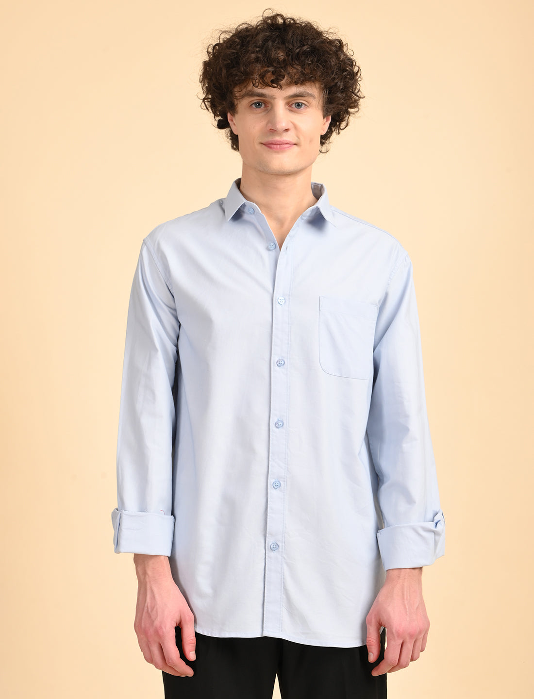 Pastel Blue Solid Oxford Shirt