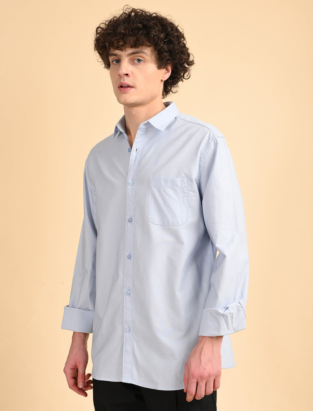 Pastel Blue Solid Oxford Shirt